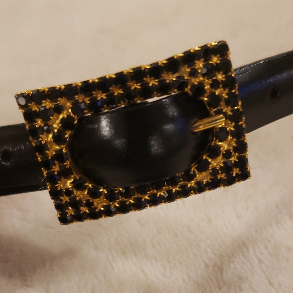 Made In Italy Leather Belt With Gold Embellishment, Size 34